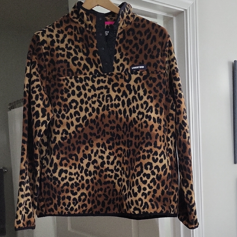 Lands' End Leopard Print Fleece Top